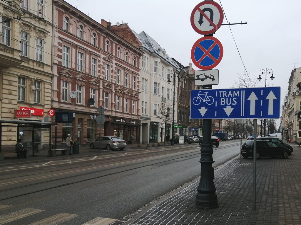 Kontrapas rowerowy na ulicy Gdańskiej w Bydgoszczy